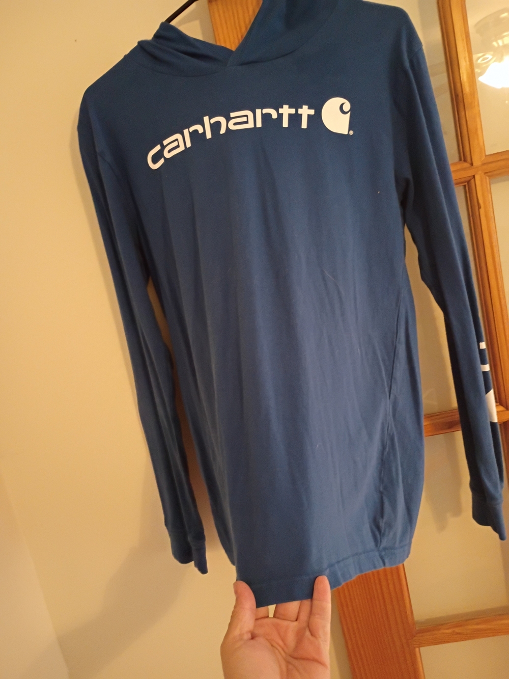 Carhartt Kids Navy Blue Hooded Long-Sleeve Pajama Top with White Logo